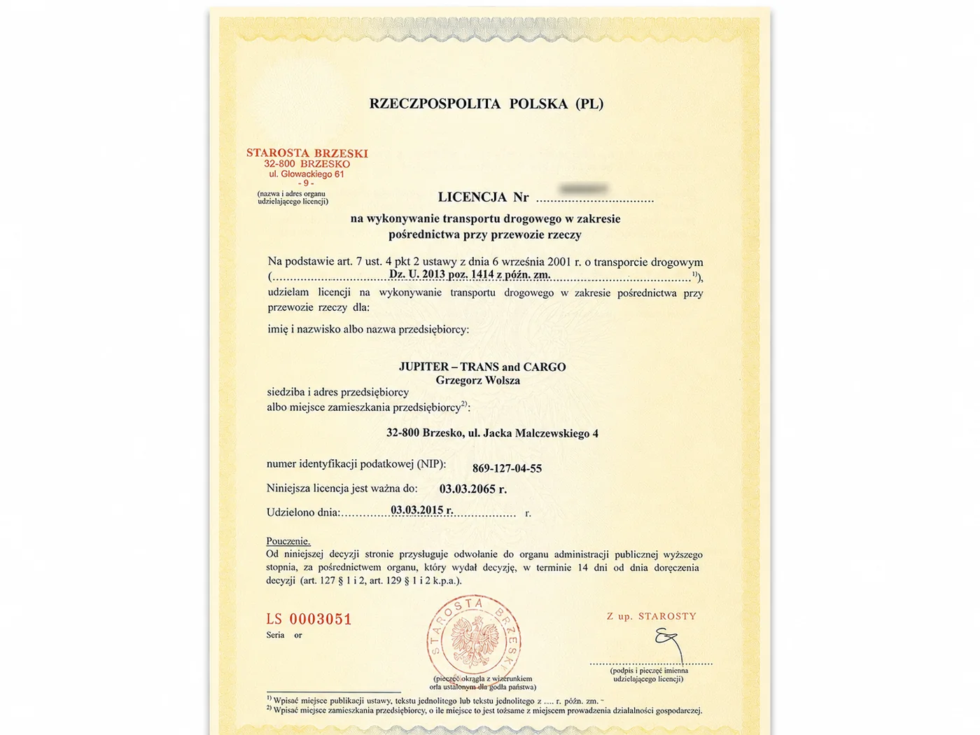 Licencja na wykonywanie transportu drogowego
